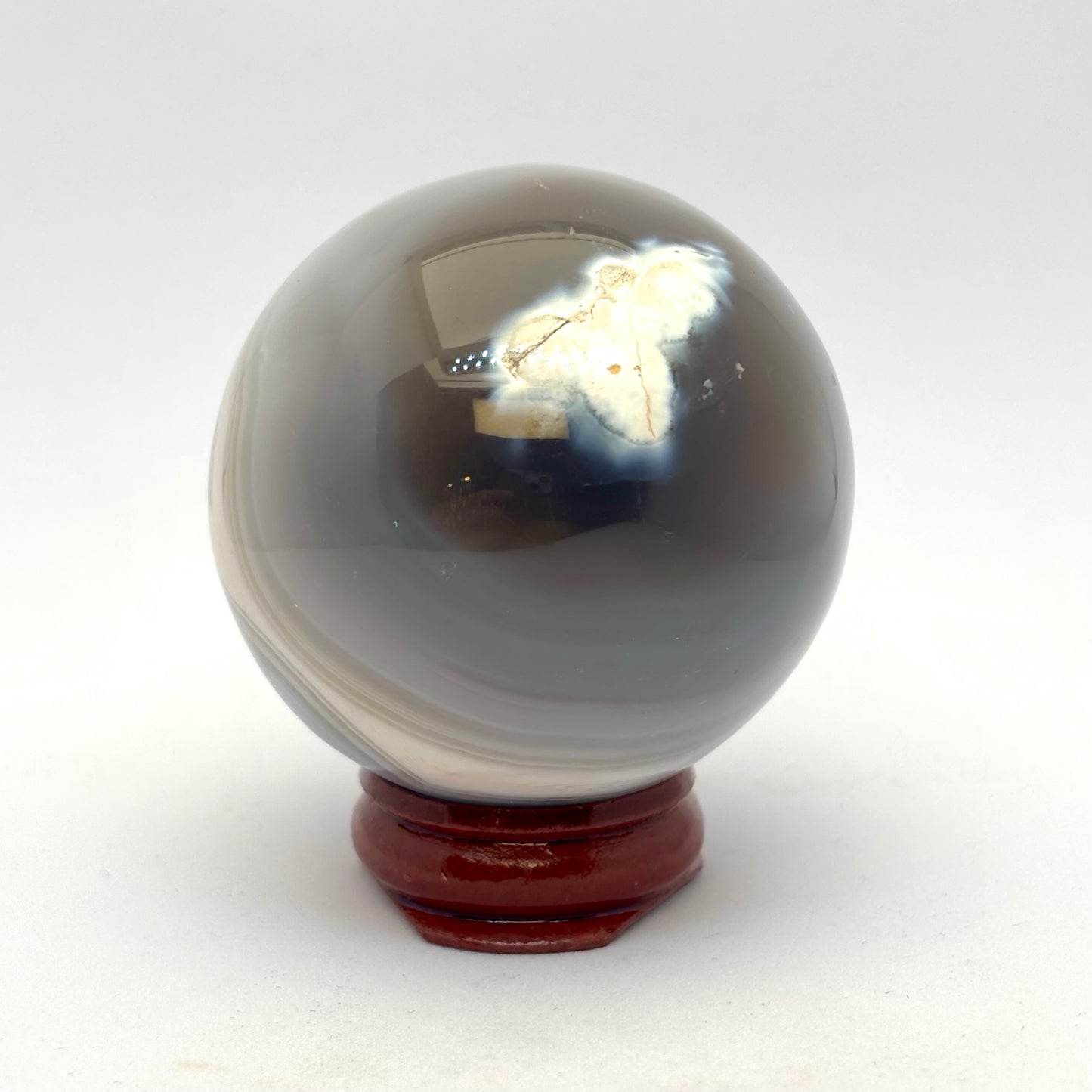 Kugle grå/blå agat 5,1 cm Kugle grå/blå agat 5,1 cm