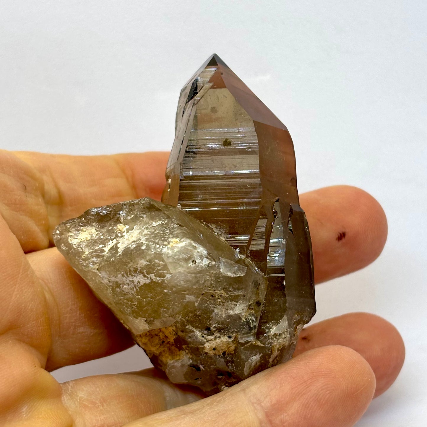 Røgkvarts lemurian spids naturlig 7 cm Røgkvarts lemurian spids naturlig 7 cm