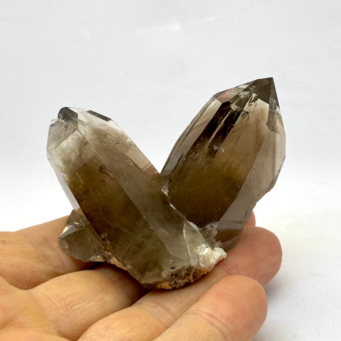 Røgkvarts lemurian twin spids naturlig 6 cm Røgkvarts lemurian twin spids naturlig 6 cm