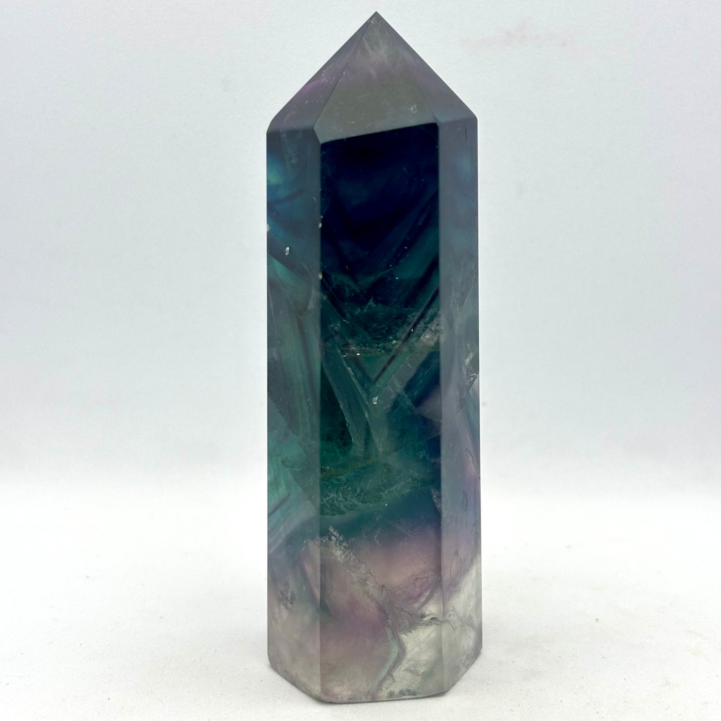 Regnbue fluorit tårn, blå - 10 cm | nr. 5 Regnbue fluorit tårn, blå - 10 cm | nr. 5