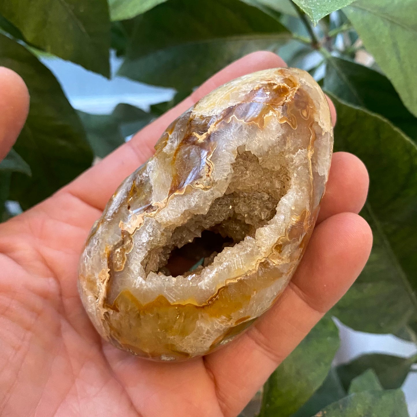 Agat geode, poleret (hul igennem) Agat geode, poleret (hul igennem)