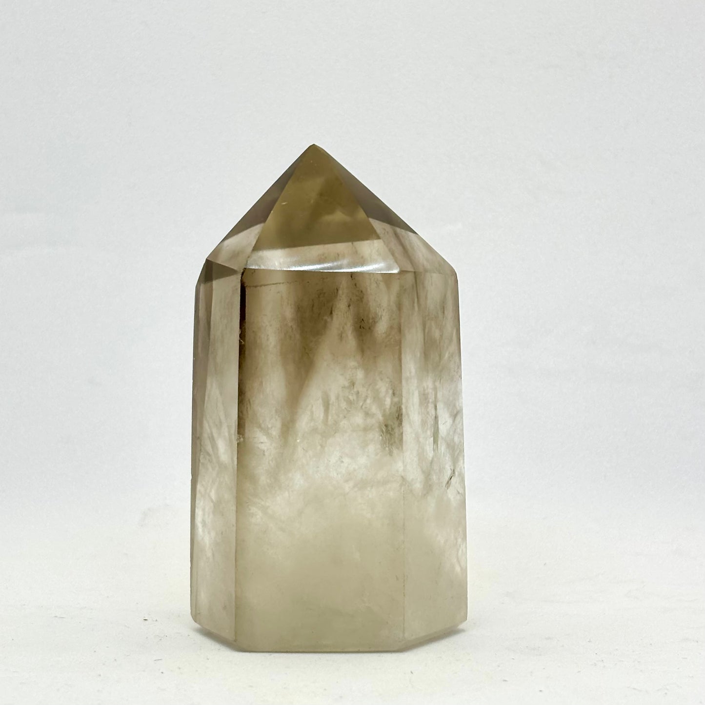 Bjergkrystal/ røgkvarts spids 7,5 cm Bjergkrystal/ røgkvarts spids 7,5 cm