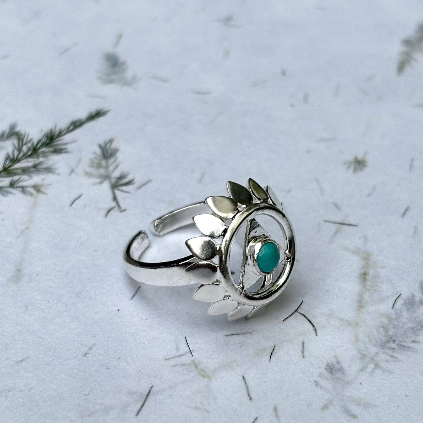 Hals Chakra fingerring | 925 Sterling Sølv og Turkis Hals Chakra fingerring | 925 Sterling Sølv og Turkis