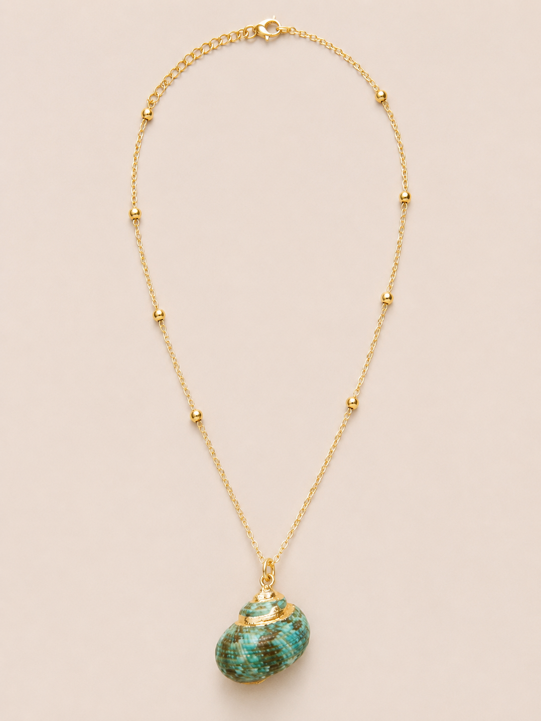 Konkylie halskæde - turbinidae grøn/turkis Konkylie halskæde - turbinidae grøn/turkis