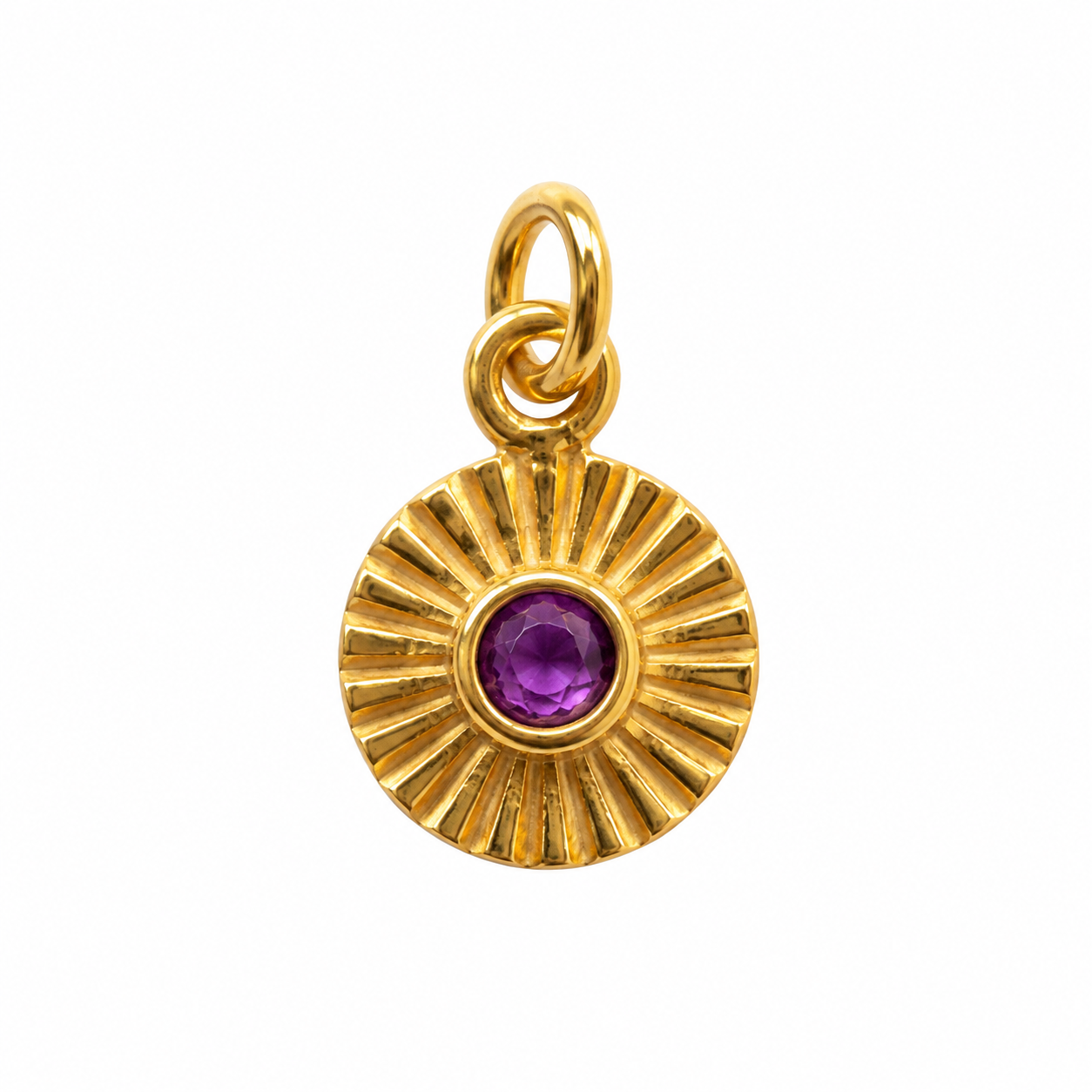 Ametyst sunburst charm – 18k forgyldt sølv vedhæng Ametyst sunburst charm – 18k forgyldt sølv vedhæng