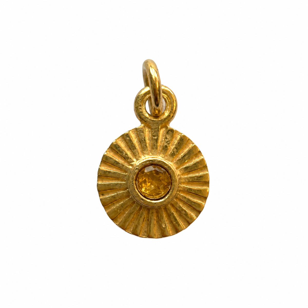 Citrin sunburst charm – 18k forgyldt sølv vedhæng Citrin sunburst charm – 18k forgyldt sølv vedhæng