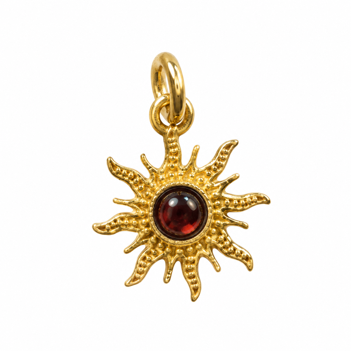 Garnet sunray charm – 18k forgyldt sølv vedhæng Garnet sunray charm – 18k forgyldt sølv vedhæng