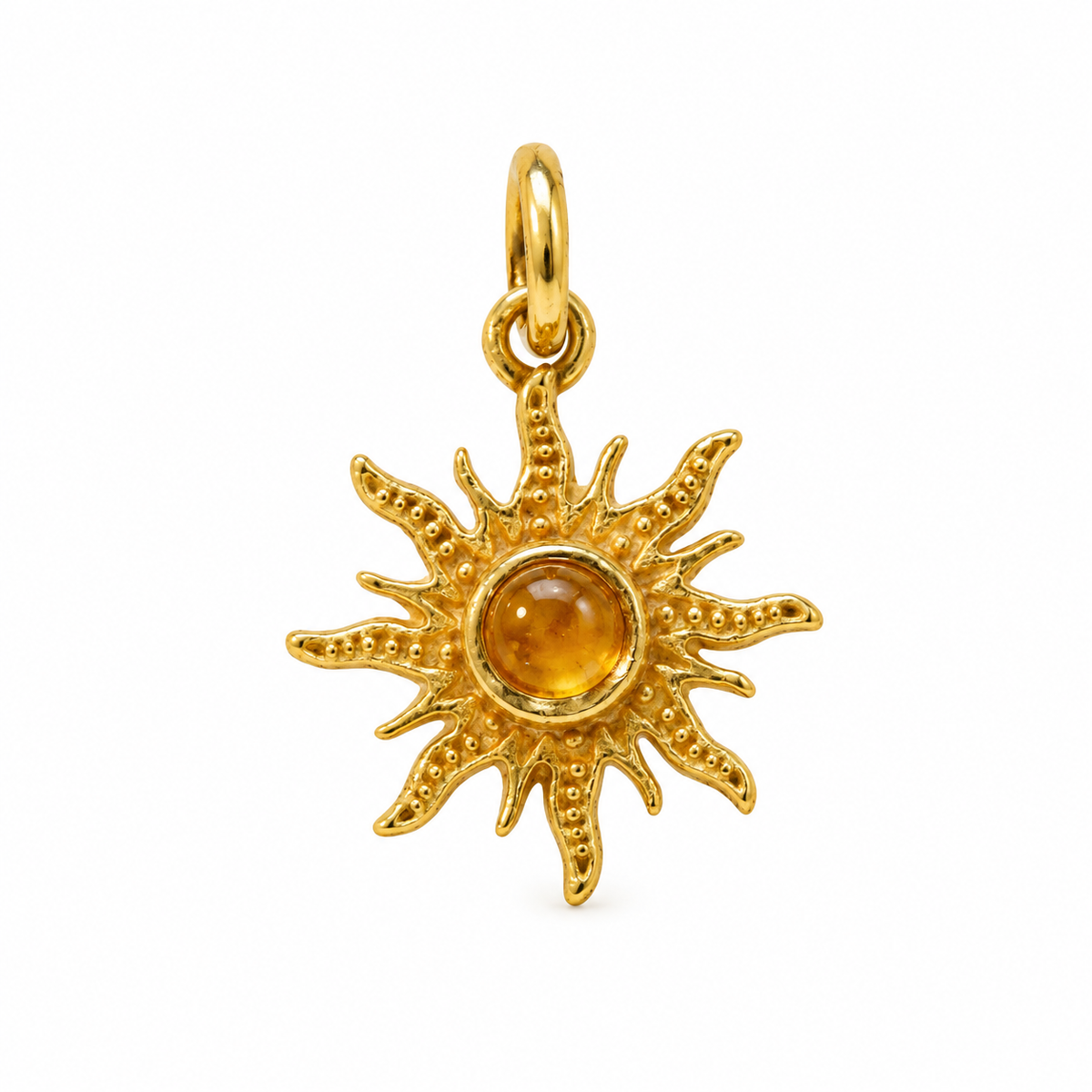 Citrin sunray charm – 18k forgyldt sølv vedhæng Citrin sunray charm – 18k forgyldt sølv vedhæng