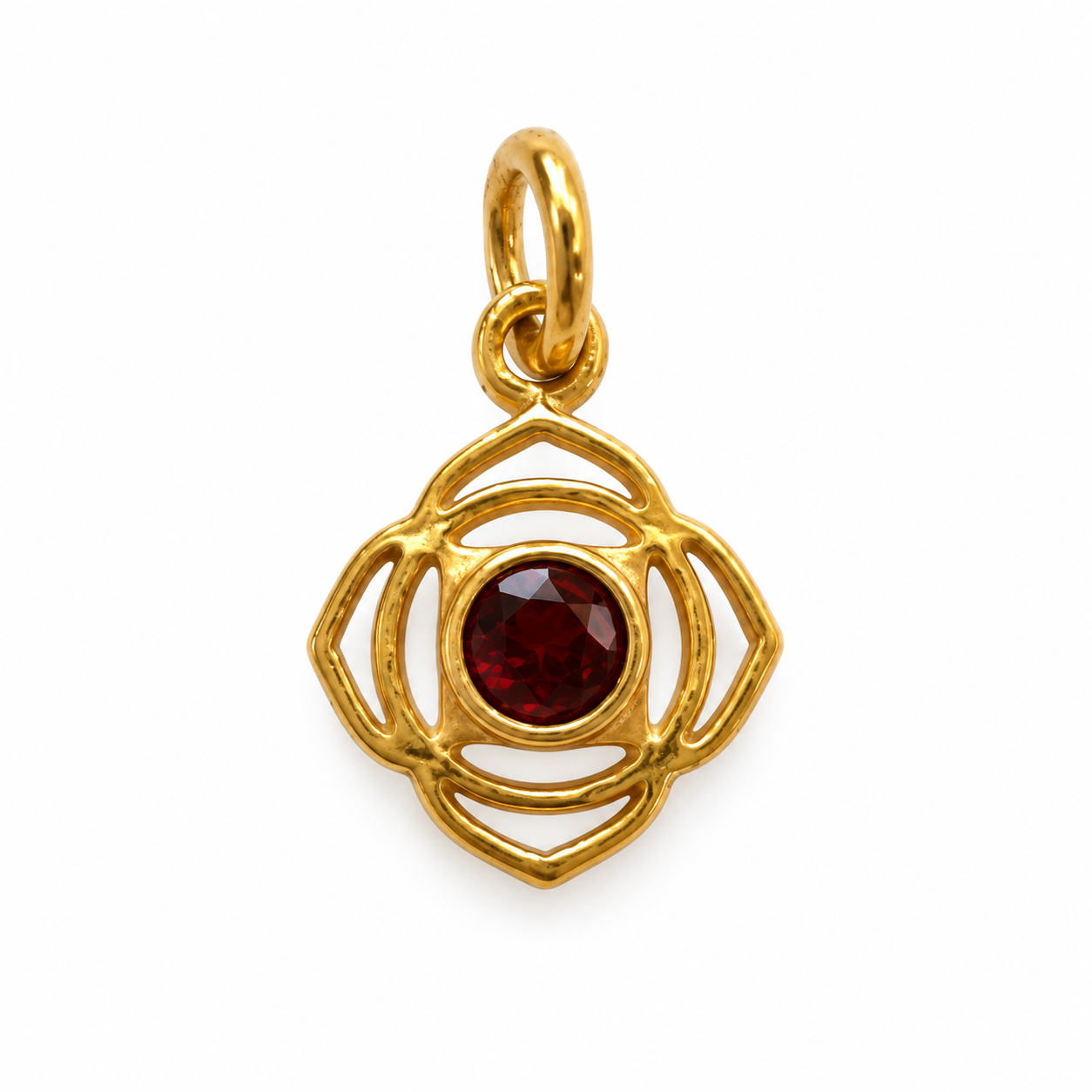 Garnet root chakra charm – 18k forgyldt sølv vedhæng Garnet root chakra charm – 18k forgyldt sølv vedhæng