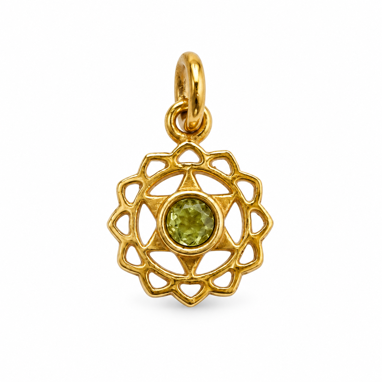 Peridot heart chakra charm – 18k forgyldt sølv vedhæng Peridot heart chakra charm – 18k forgyldt sølv vedhæng