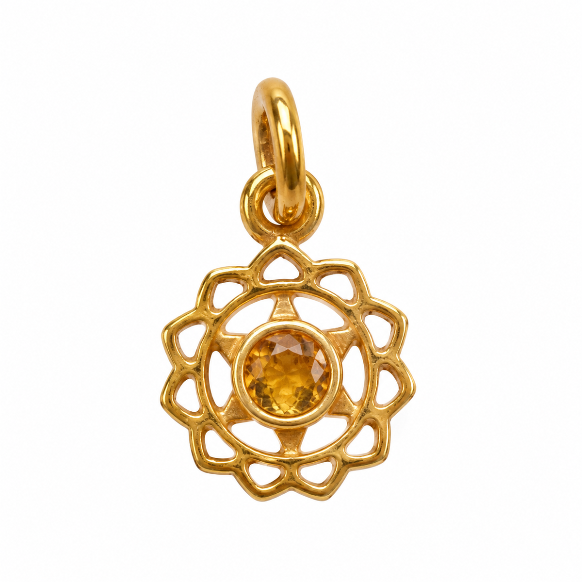 Citrin solar plexus chakra charm – 18k forgyldt sølv vedhæng Citrin solar plexus chakra charm – 18k forgyldt sølv vedhæng