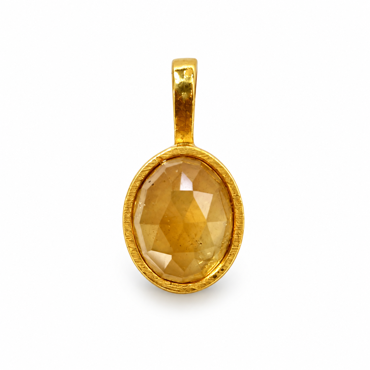 Citrin Rose cut charm – 18k forgyldt sølv vedhæng Citrin Rose cut charm – 18k forgyldt sølv vedhæng