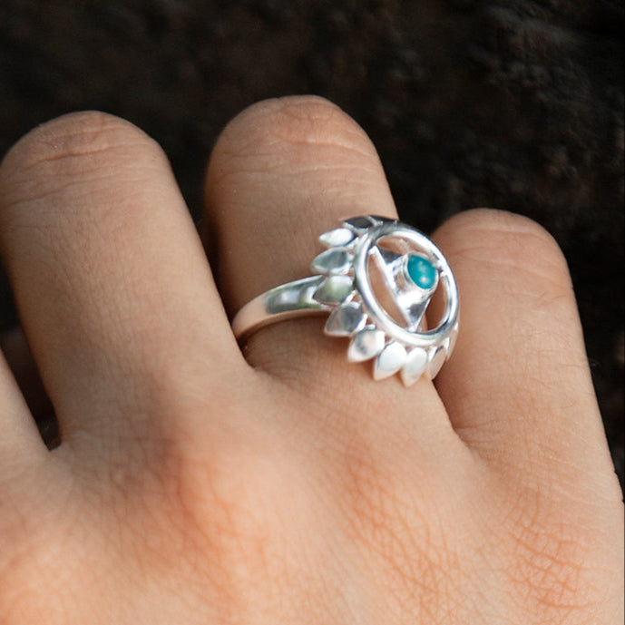 Hals Chakra fingerring | 925 Sterling Sølv og Turkis Hals Chakra fingerring | 925 Sterling Sølv og Turkis
