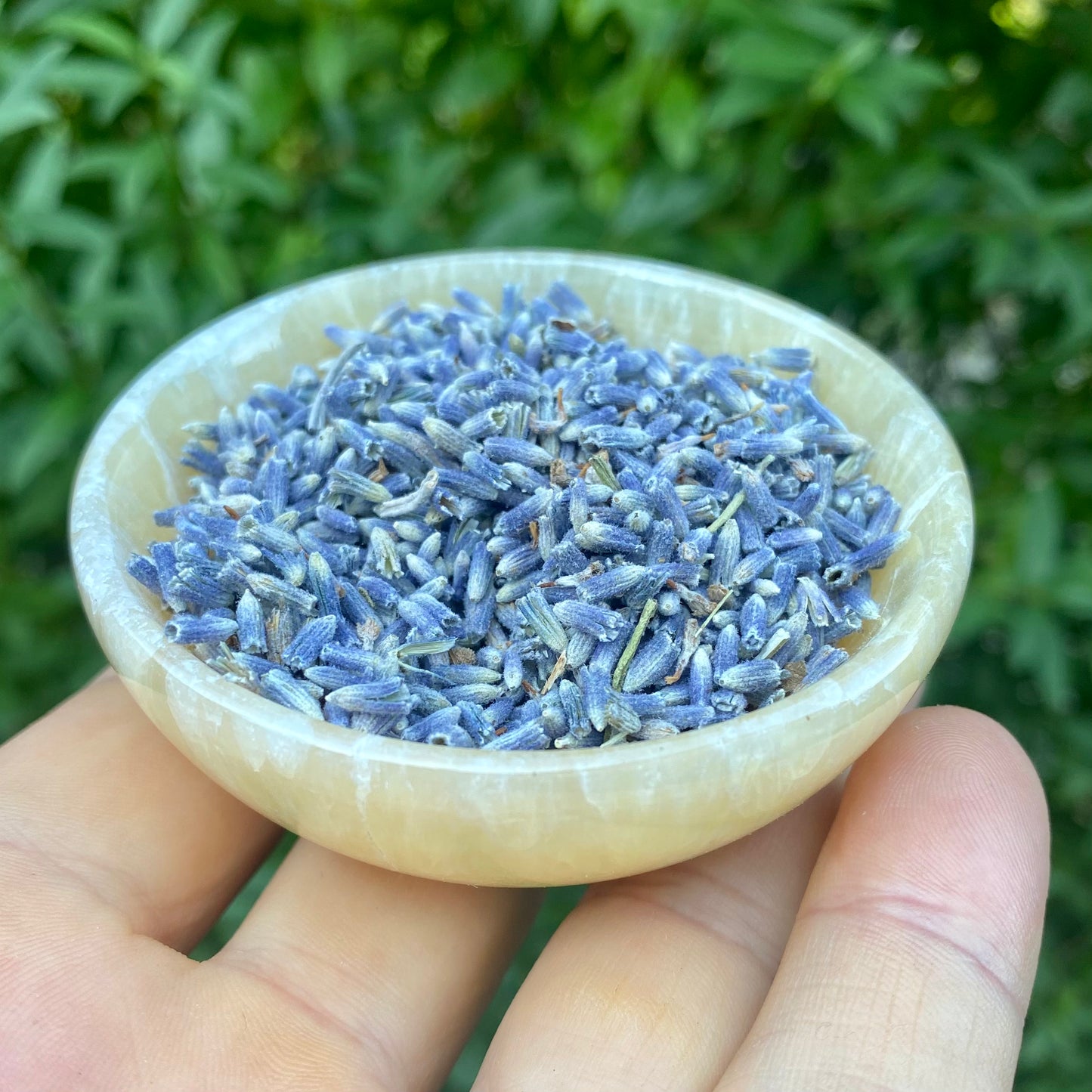 Orange calcit skål med lavendel Orange calcit skål med lavendel