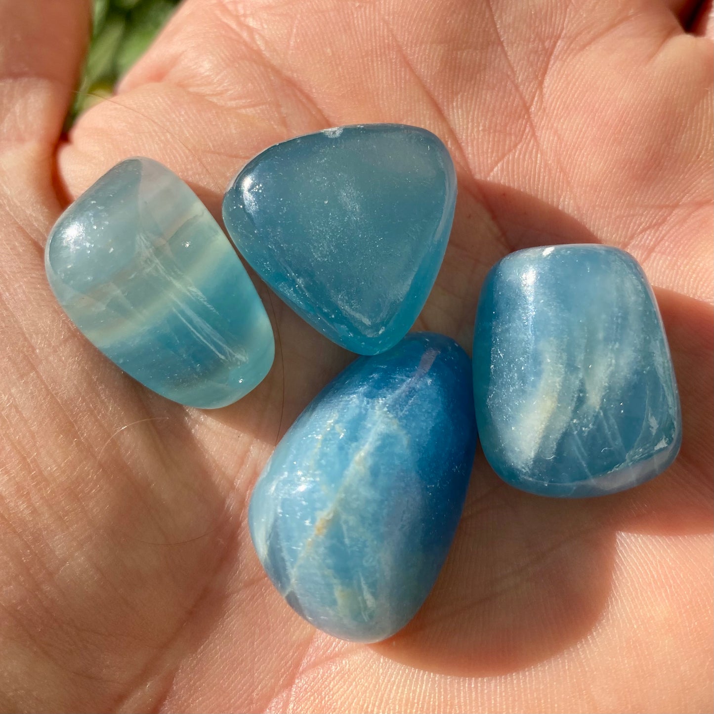 Onyx aquatin - blå lemurian - lommesten Onyx aquatin - blå lemurian - lommesten