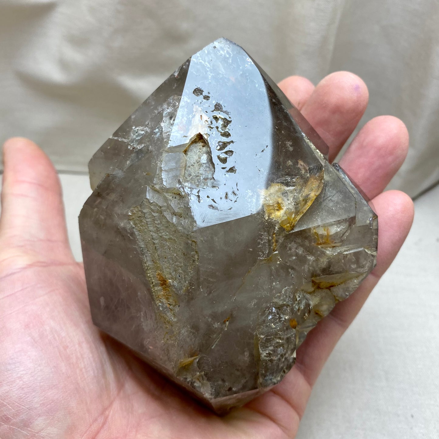 Stor dobbelt Røgkvarts spids 12 cm fra Namibia Stor dobbelt Røgkvarts spids 12 cm fra Namibia