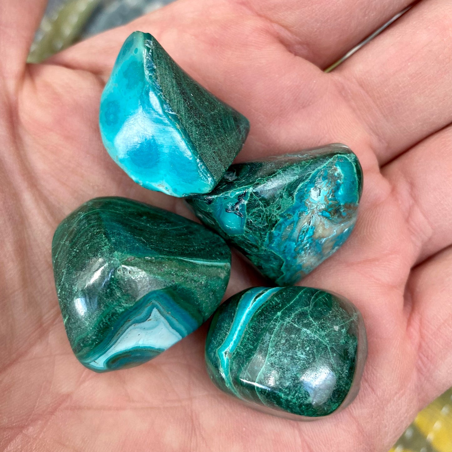 Malakit Chrysocolla - lommesten Malakit Chrysocolla - lommesten
