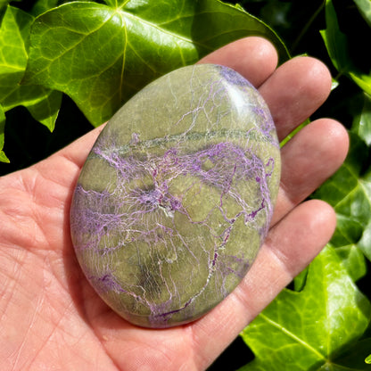 Stichtit i serpentin - palmstone | 9 cm