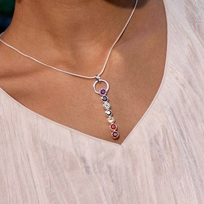 Chakra stav II vedhæng | 925 Sterling Sølv, 7 krystaller