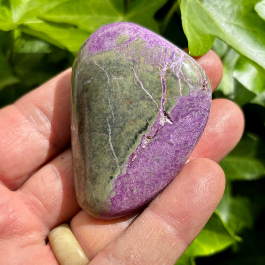 Billede af Stichtit i serpentin - palmstone | 6 cm