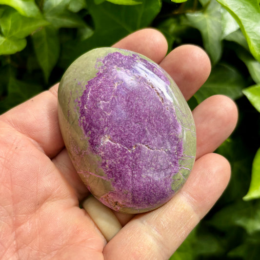 Billede af Stichtit i serpentin - palmstone | 6,5 cm