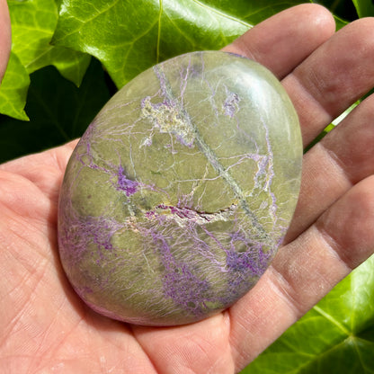 Stichtit i serpentin - palmstone | 9 cm