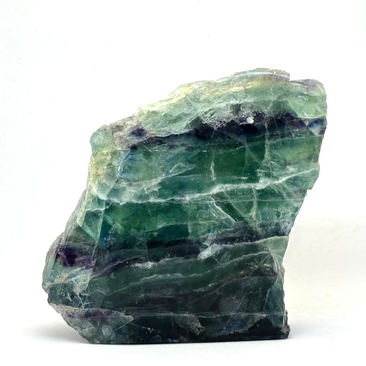 Billede af Rainbow fluorite mountain, ena sidan polerad - 11,5 cm