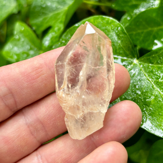Billede af Hæmatoid Bjergkrystal spids, ultra klar, og gyldenrød 5,5 cm
