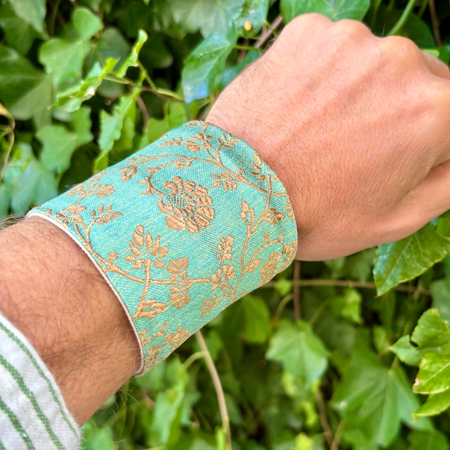 Turquoise Gold Flowers - Intention Wristband Turquoise Gold Flowers - Intention Wristband