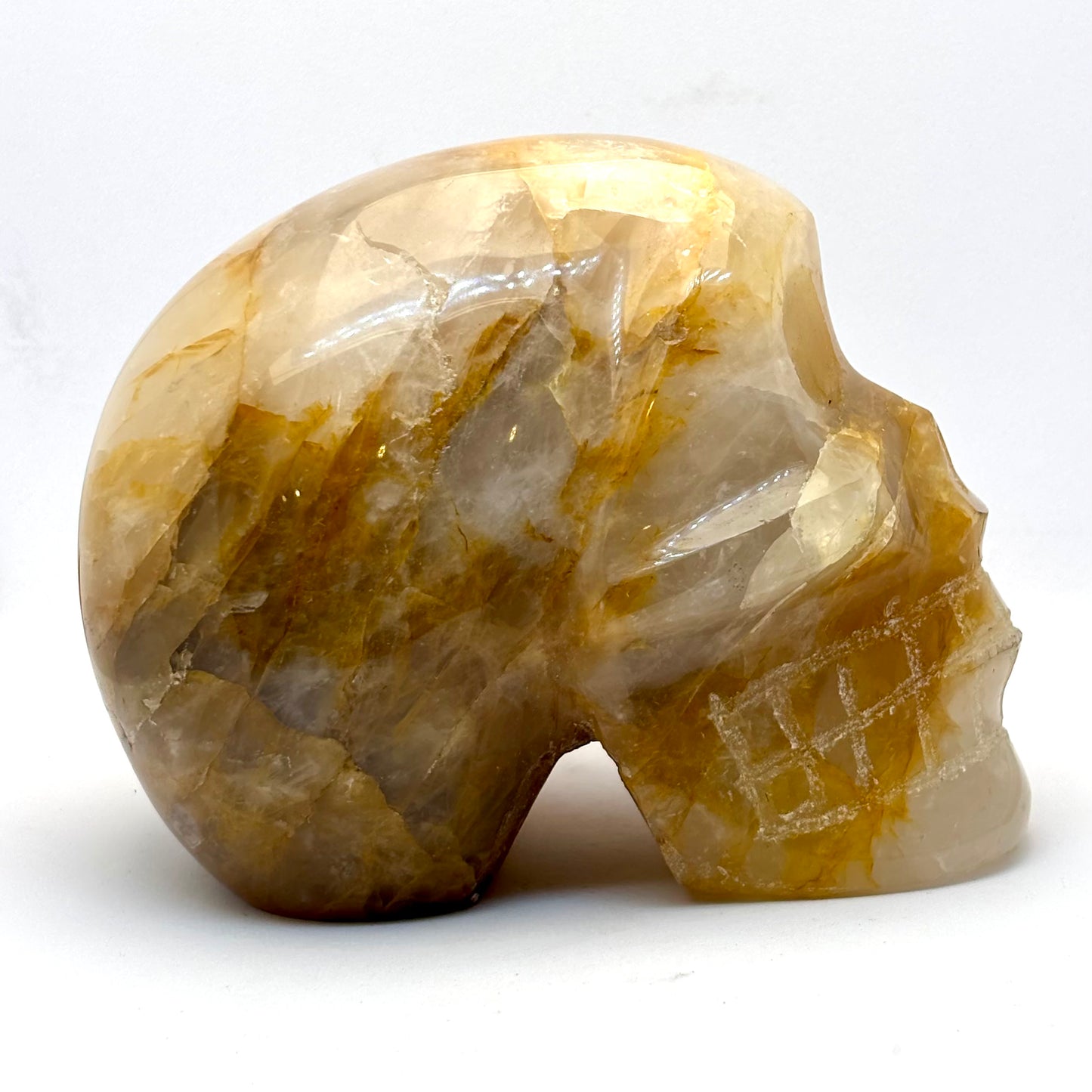 Krystal kranie | håndskåret Golden healer, Madagaskar  | 12,5 cm Krystal kranie | håndskåret Golden healer, Madagaskar  | 12,5 cm