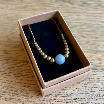 Angelit og messing armbånd | unisex