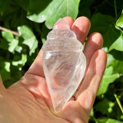 Rituel konkylie | håndskåret Himalaya Bjergkrystal | 10,3 cm