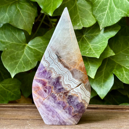 Billede af Ametyst m. krystalinsk agat flamme - 13 cm | nr. 1