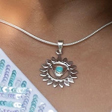 Hals Chakra vedhæng | 925 Sterling Sølv og turkis Hals Chakra vedhæng | 925 Sterling Sølv og turkis