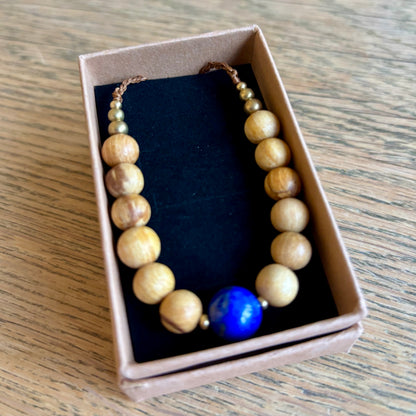 Lapis Lazuli, Palo Santo og messing armbånd | unisex