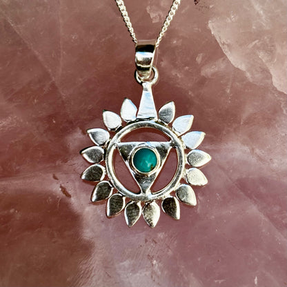 Hals Chakra vedhæng | 925 Sterling Sølv og turkis