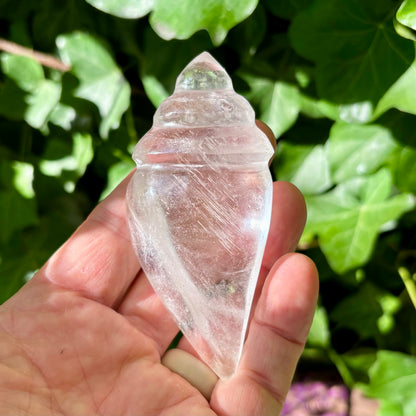 Rituel konkylie | håndskåret Himalaya Bjergkrystal | 10,3 cm