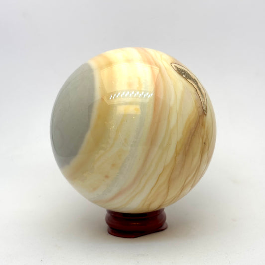 Billede af Polychrom jaspis kugle 7,7 cm - sjælden nuance