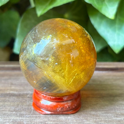 Klar gul og sort fluorit Kugle - 4,5 cm | nr. 2
