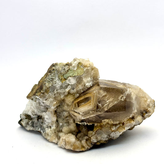 Billede af Brandberg bjergkrystal skeletal termineret i matrix 10 cm | nr. 2