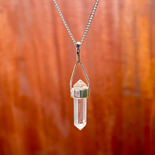 Billede af Bjergkrystal dobbelt spids vedhæng | 925 Sterling Sølv