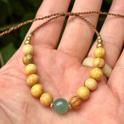 Grøn Aventurin, Palo Santo og messing armbånd | unisex