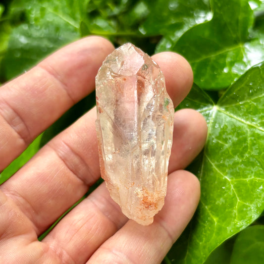 Billede af Hæmatoid Bjergkrystal spids, ultra klar, og gyldenrød 6 cm