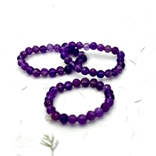 Billede af Ametyst facet perler fingerring