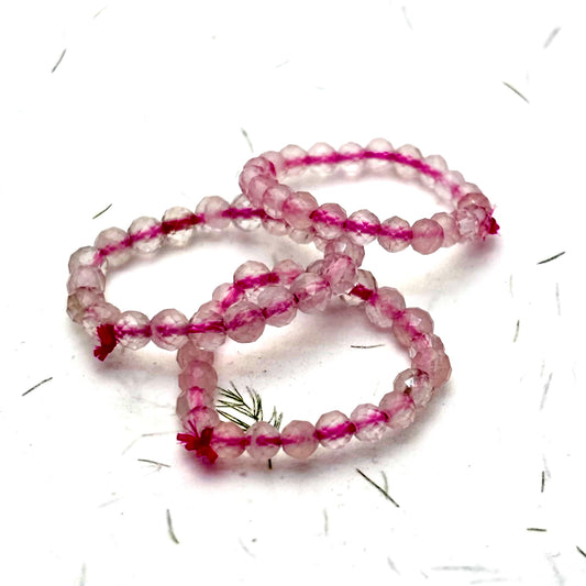 Billede af Rosakvarts facet perler fingerring