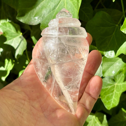 Rituel konkylie | håndskåret Himalaya Bjergkrystal | 12,8 cm