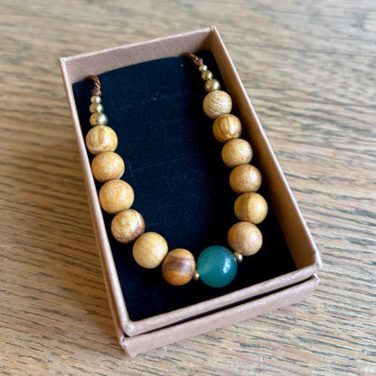 Grøn Aventurin, Palo Santo og messing armbånd | unisex