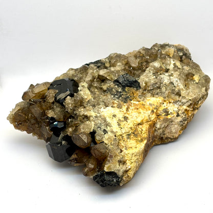 Sort Turmalin, citrin og røgkvarts klynge 16,5 cm Erongo