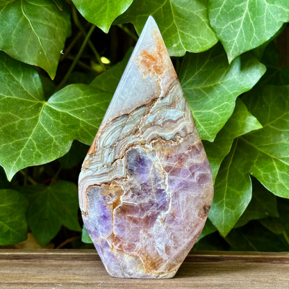 Ametyst m. krystalinsk agat flamme - 13 cm | nr. 3