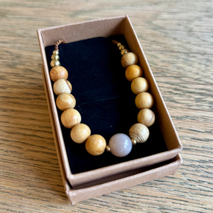 Moonstone, Palo Santo og messing armbånd | unisex
